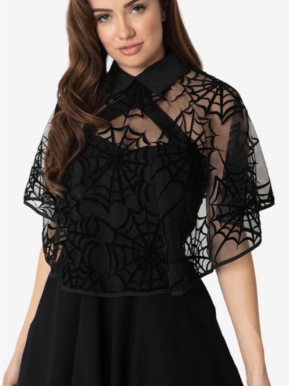 Unique Vintage Black Sheer Spiderweb Capelet